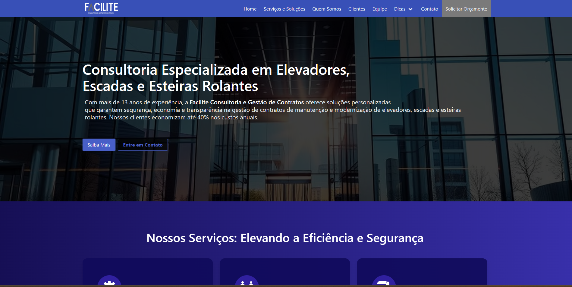 Website Institucional Elevadores Facilite